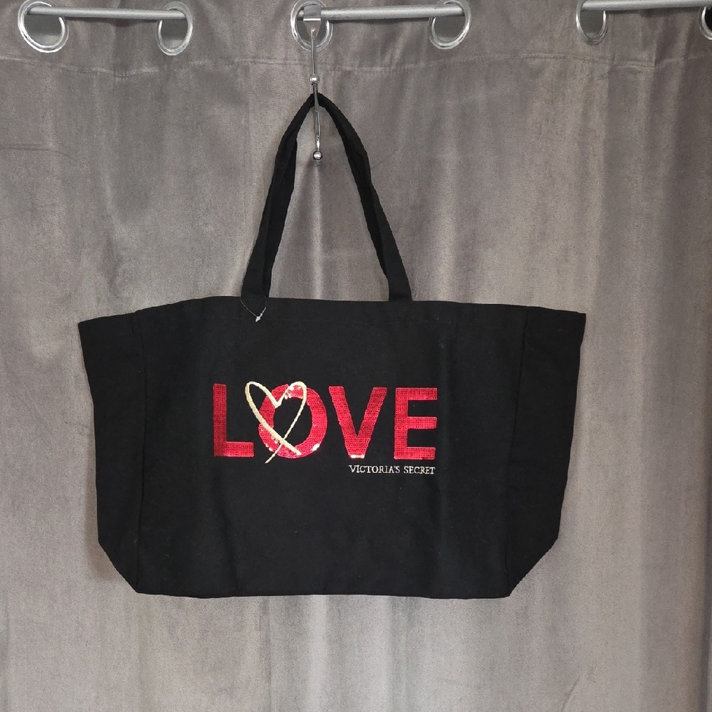 NWOT Victoria's Secret Black Tote with Red LOVE Accent